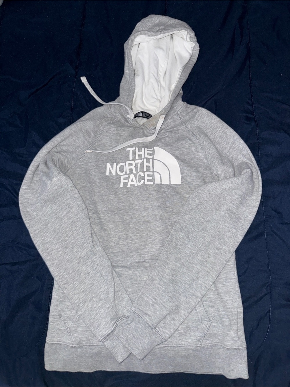 The North Face Light Gray Crewneck Hoodie with White Logo